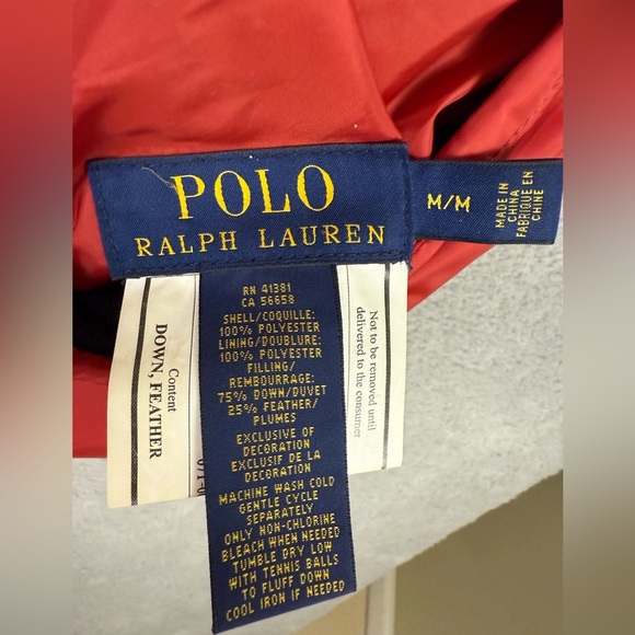 Polo Ralph Lauren down filled reversible black/red men’s medium preowned - Picture 10 of 11